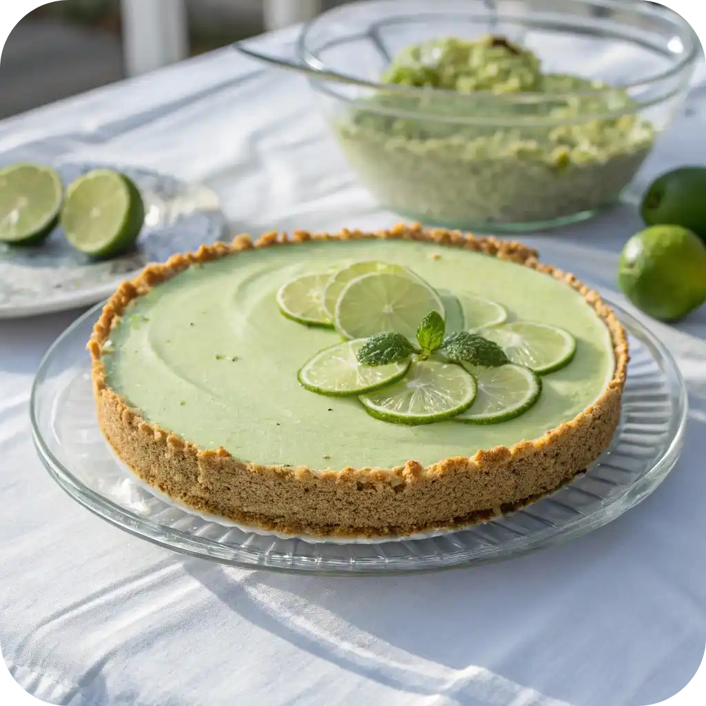 Rock Bottom Pie: A No-Bake Classic with Endless Comfort 6 Rock Bottom Key Lime Pie with lime slices and mint on top of a graham cracker crust