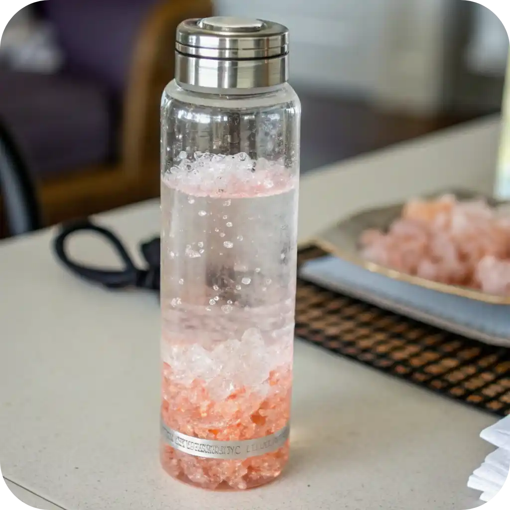 Pink Salt Recipe: A Gentle Wellness Ritual That Heals from Within 7 Sports bottle with coconut water and pink Himalayan salt, hydration drink for athletes